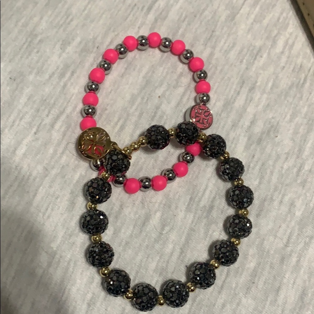 Rustic Cuff, Pink Gel and Black Crystal.